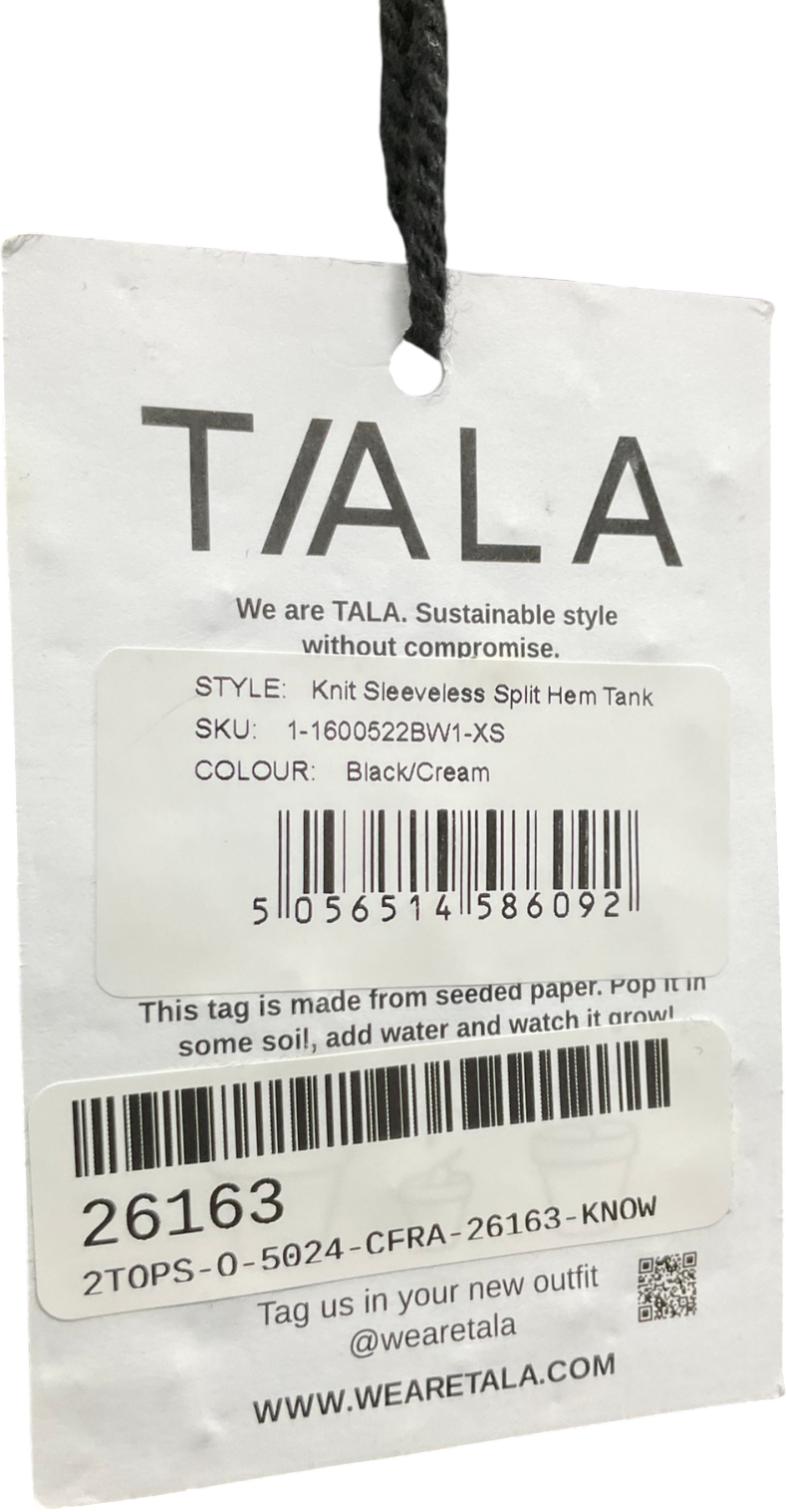 T/ALA Black Knit Sleeveless Split Hem Tank UK XS