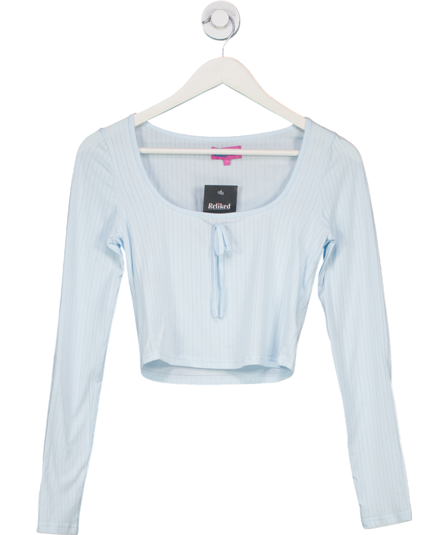 edikted Blue Lorey Lacey Knit Top UK S