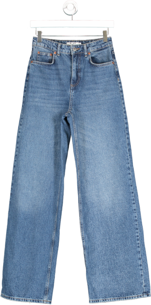 NA-KD Blue Wide Leg High Rise Jeans UK 6