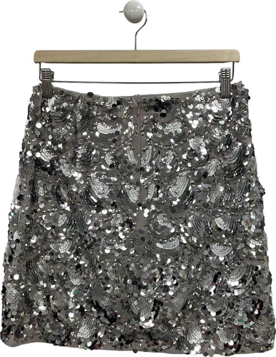 Love & Roses Metallic Sequin Scallop Mini Skirt UK 12