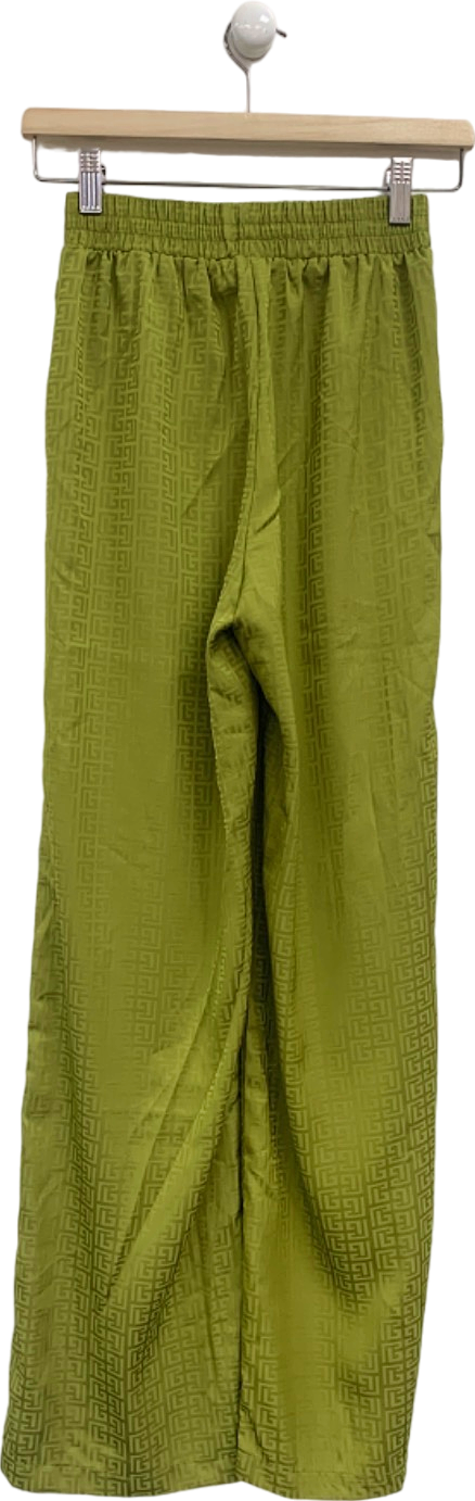 4TH Reckless Green Jacquard Wide Leg Trousers UK 6