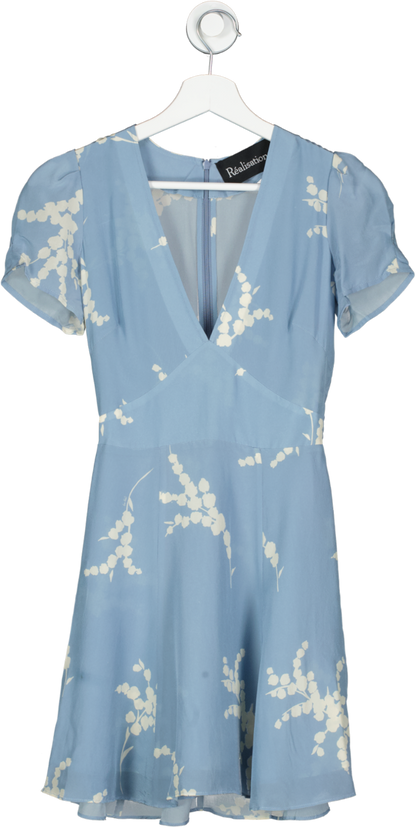 Réalisation Par The Luella Silk Mini Dress In Summer Loving Blue UK XXS