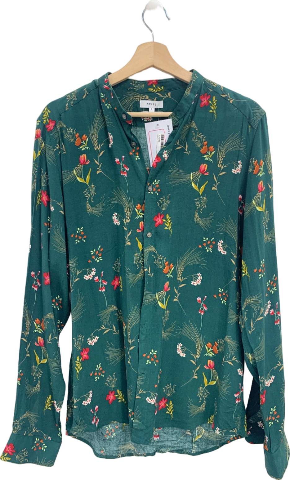 Reiss Green Floral Print Shirt UK L