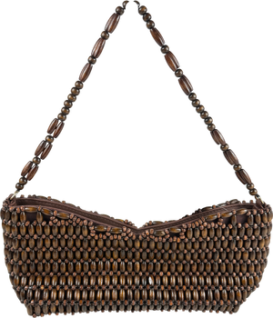 PrettyLittleThing Brown Wooden Bead Shoulder Bag One Size