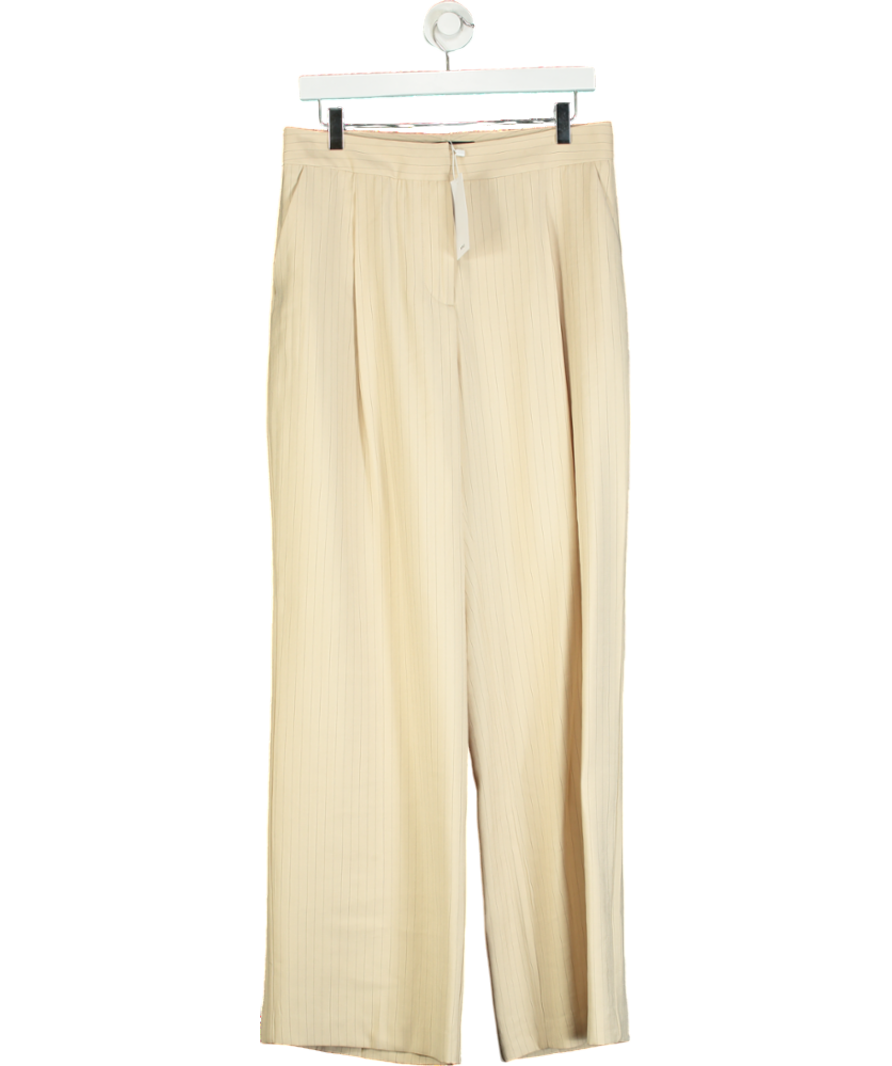 MANGO Beige Striped Suit Trousers UK 10