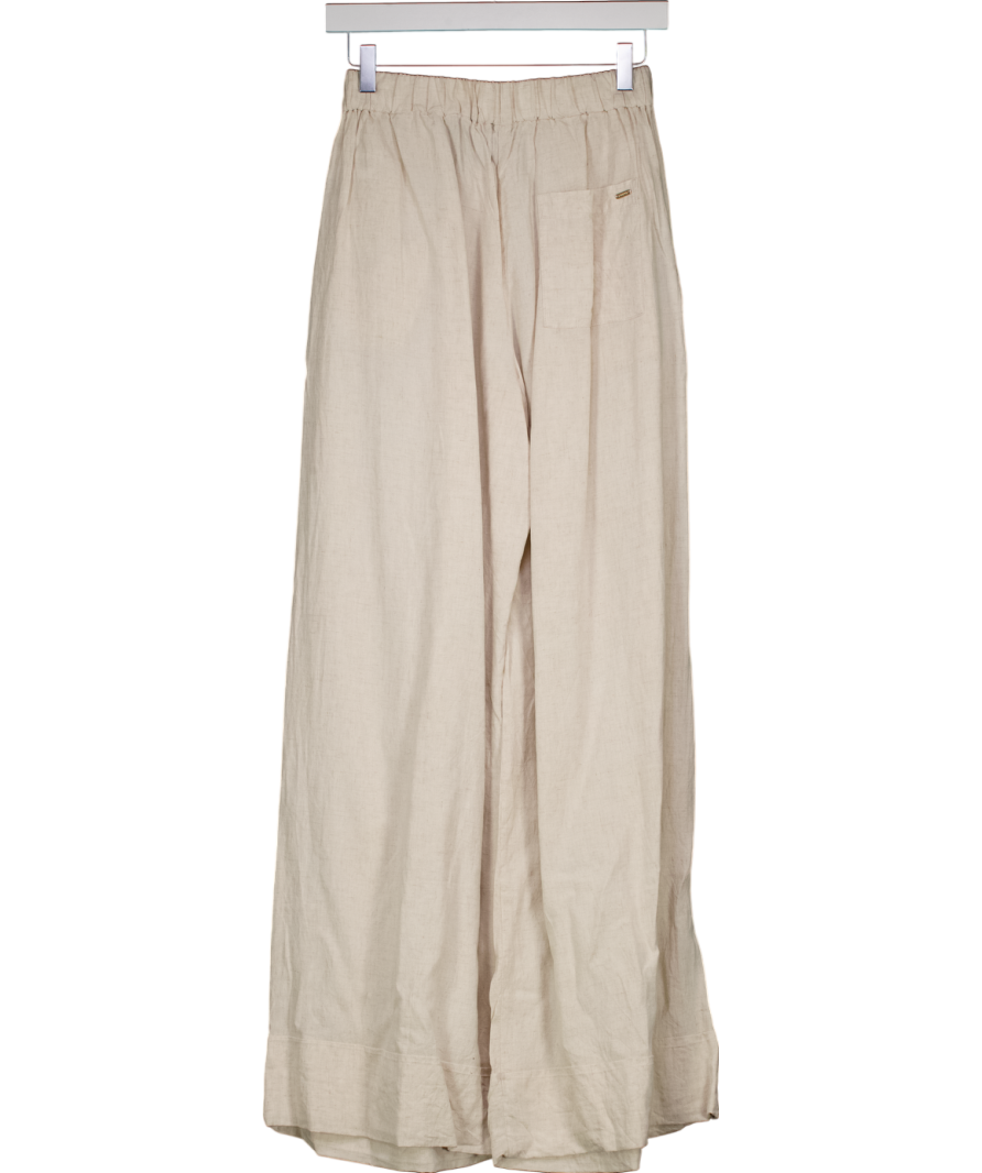 lounge Beige Linen Blend Wide-leg Trousers UK 8