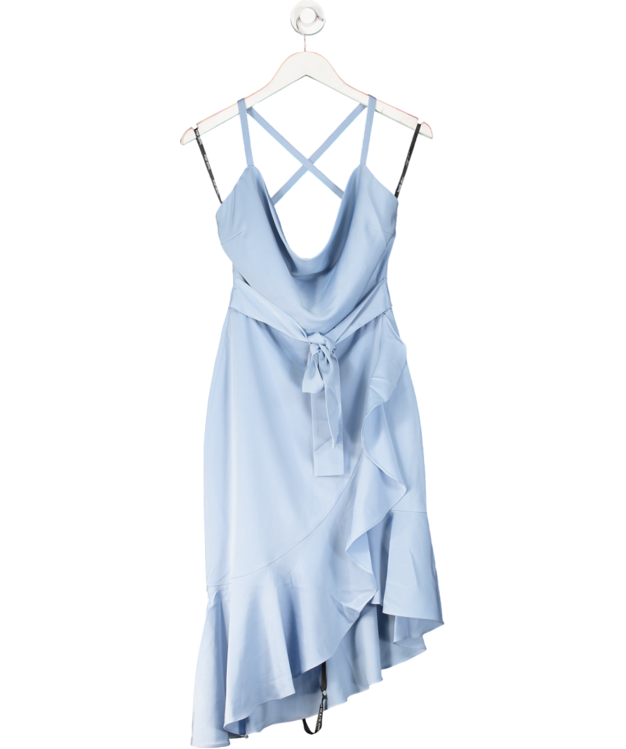 Lavish Alice Sawyer Cross Back Cowl Neck Midi Dress In Cornflower Blue UK 8