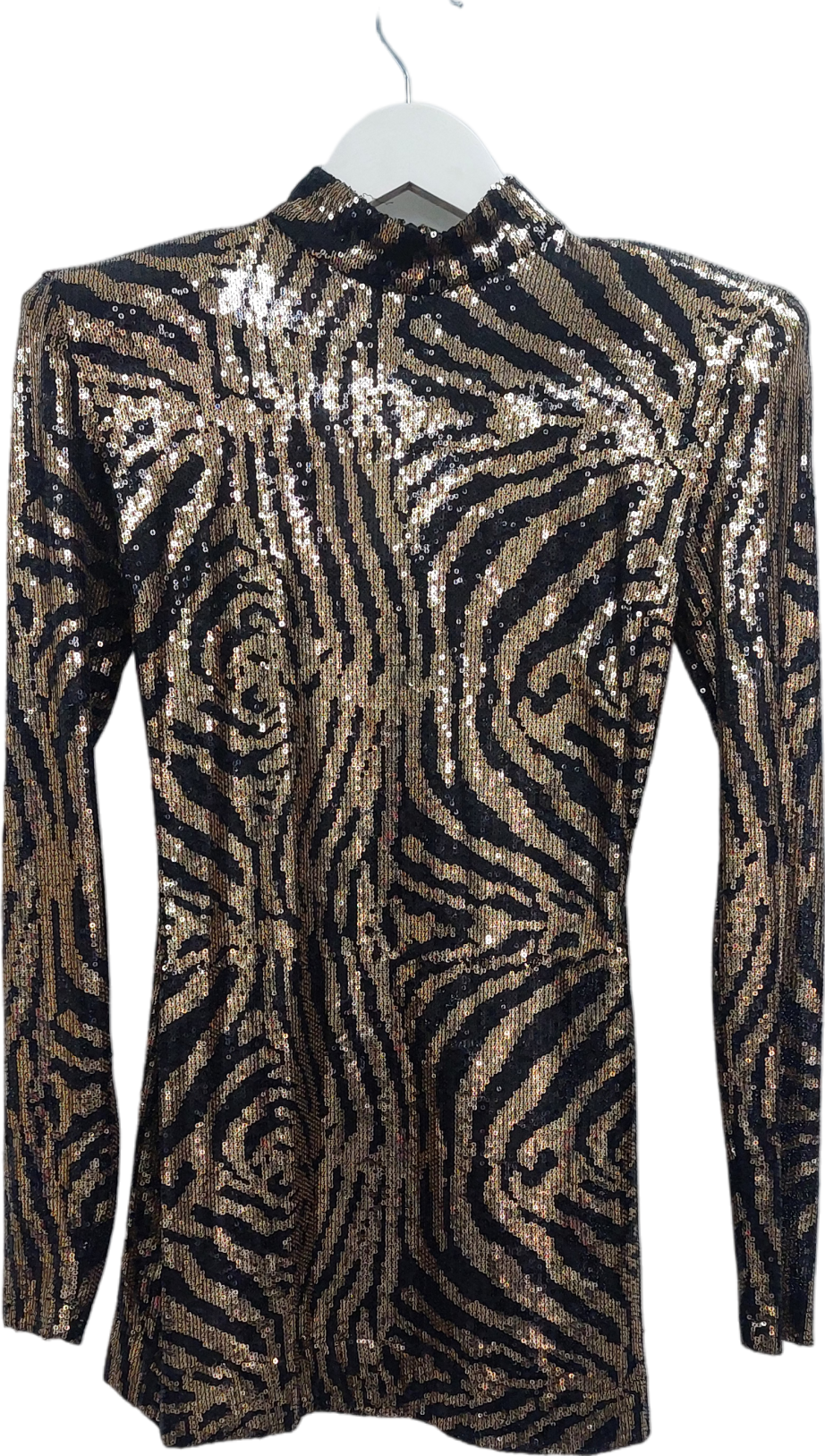 Francesca Couture Metallic Seqinned Animal Print Mini Dress UK S