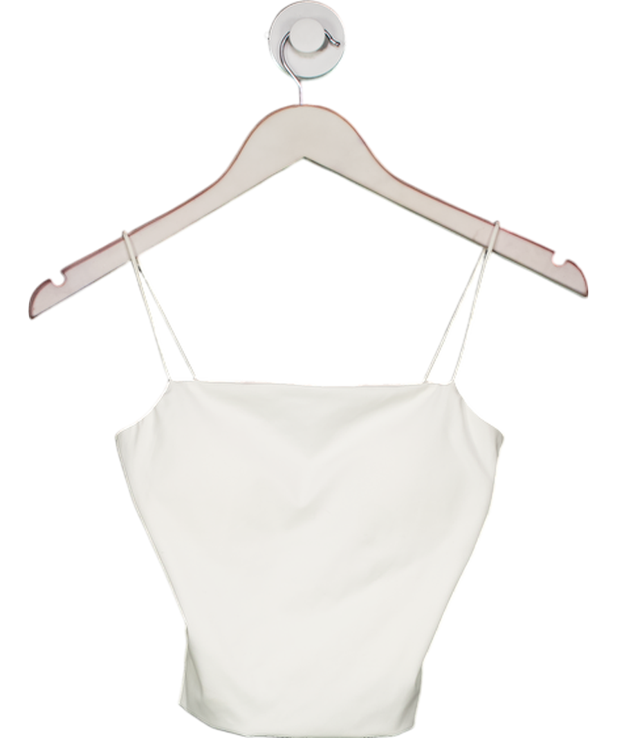 Selfwho White Square Neck Sleeveless Crop Top UK S