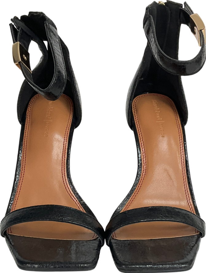 River Island Black Patent Clasp Strap Heeled Sandals UK 3 EU 36 👠