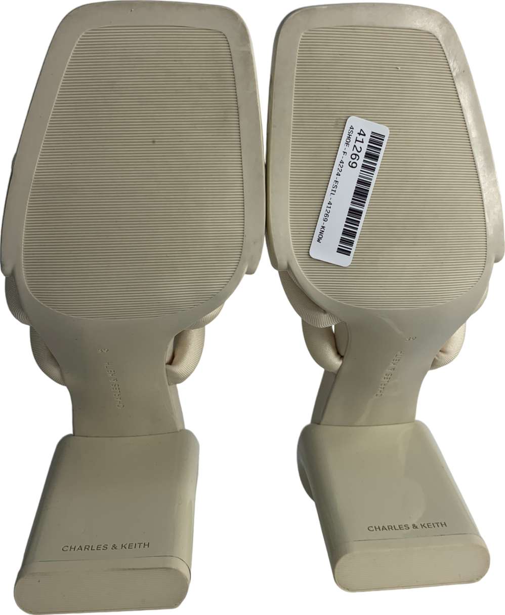 Charles & Keith Cream Toni Knotted Puffy-strap Mules UK 6 EU 39 👠