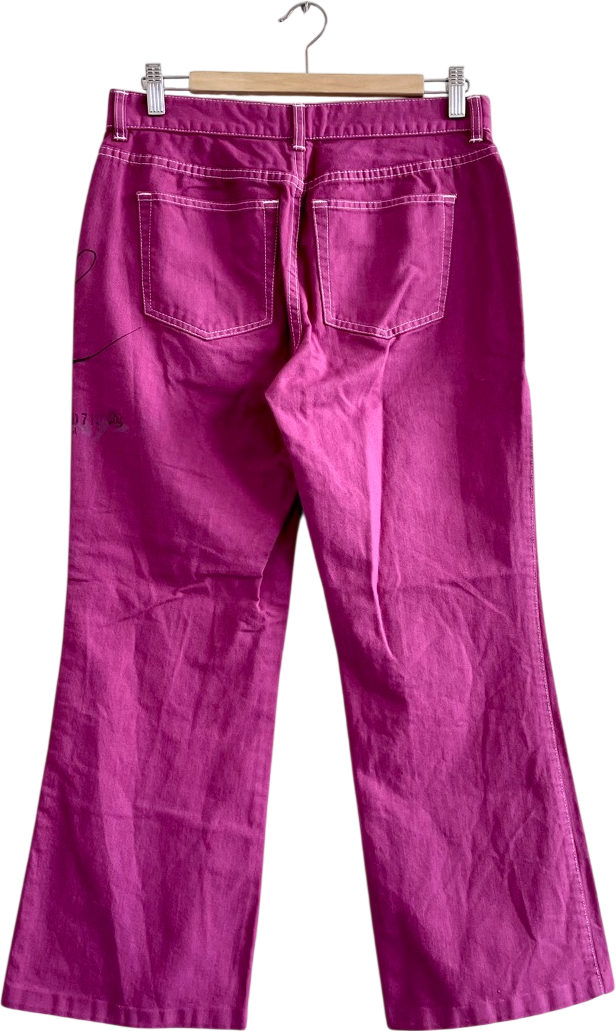 Ralph Lauren Purple Printed Logo Crop Flare Jeans Us4 UK 8