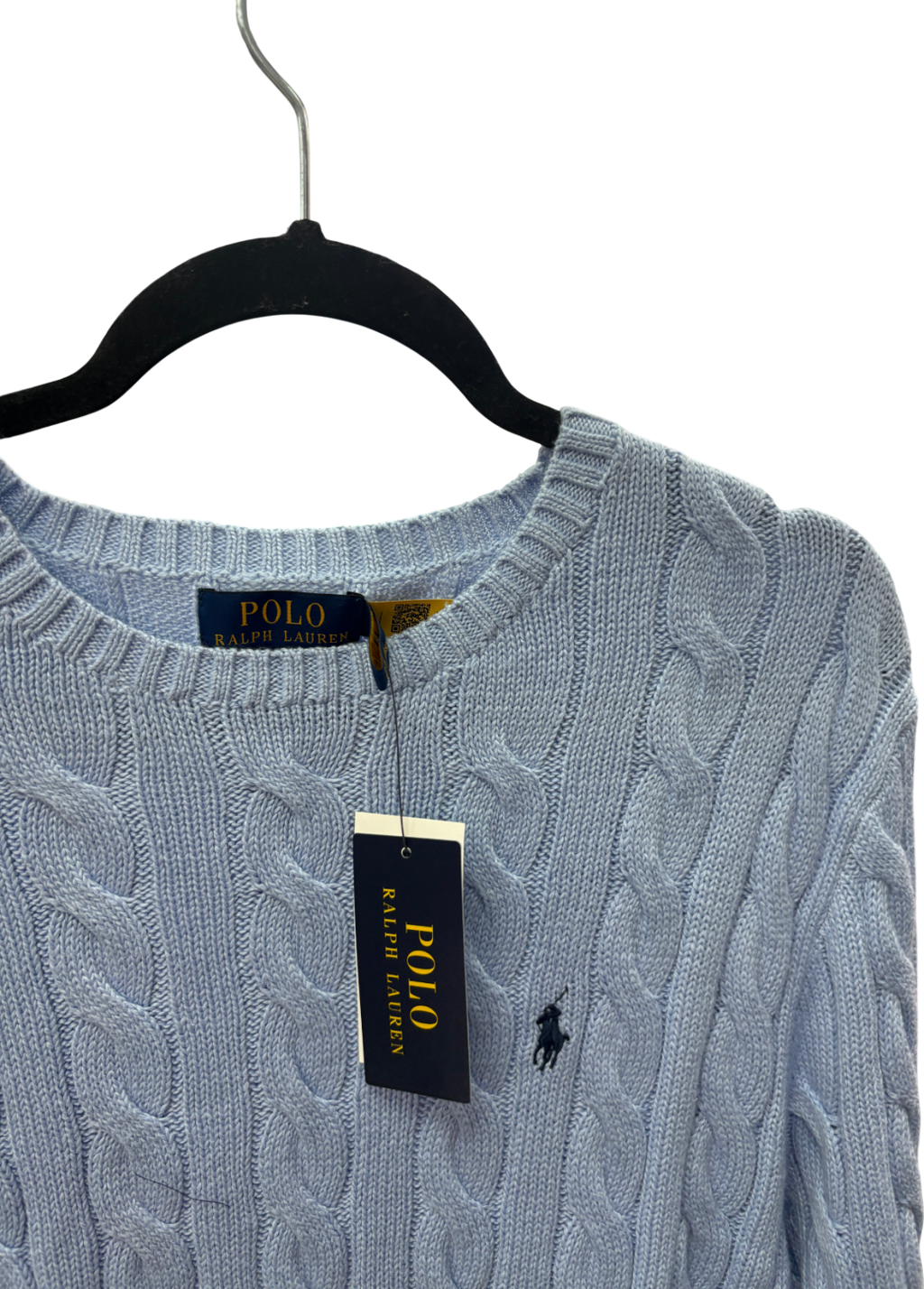 Polo Ralph Lauren Blue Cotton Cable Knit Sweater UK L