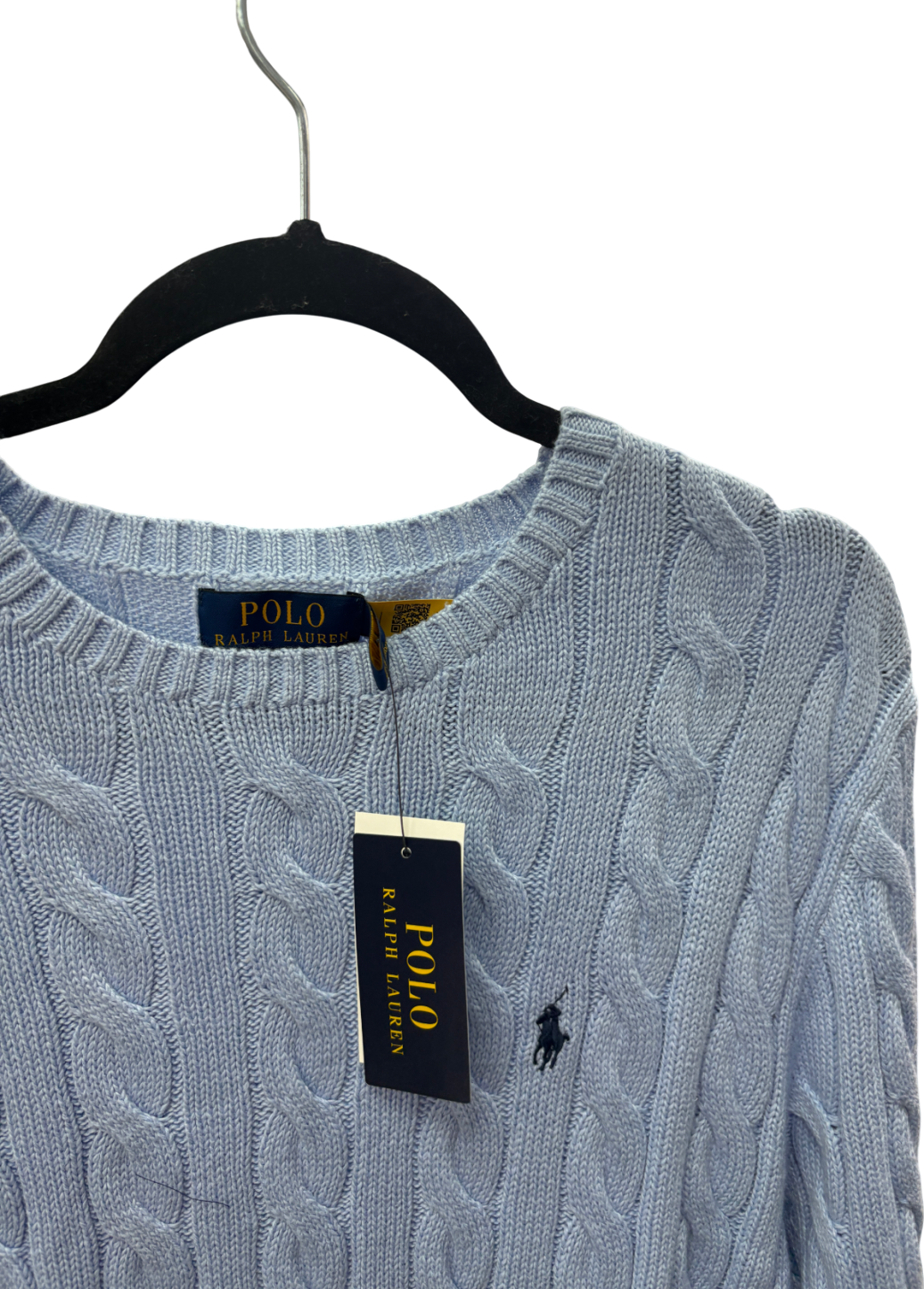 Polo Ralph Lauren Blue Cotton Cable Knit Sweater UK L