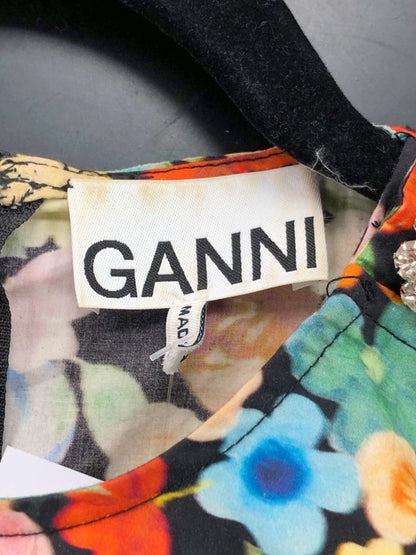 GANNI Multicolour Floral Long Sleeve Top UK 8