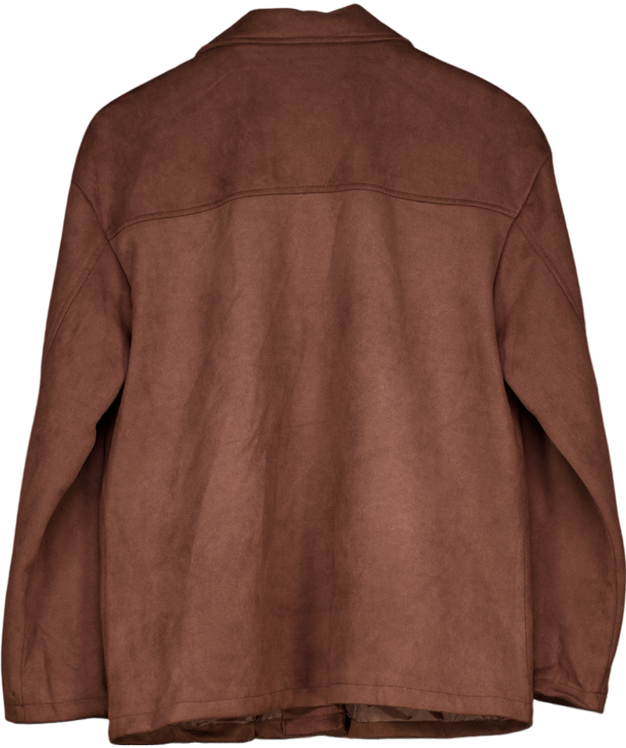 New Look Brown Faux Suede Button Up Jacket UK 12