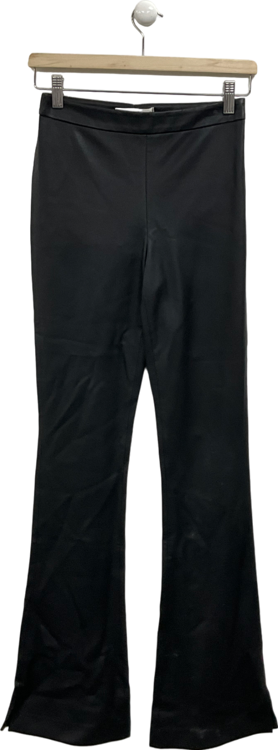 MANGO Black Faux Leather Flared Trousers UK 8