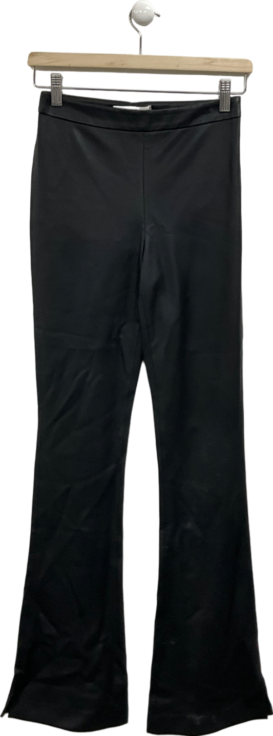 MANGO Black Faux Leather Flared Trousers UK 8