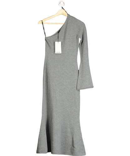 Lavish Alice Huda Knitted Asymmetric Fit & Flare Midi Dress In Grey UK 6