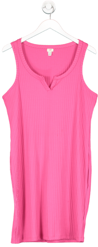 River Island Pink Ribbed Bodycon Mini Dress UK 18