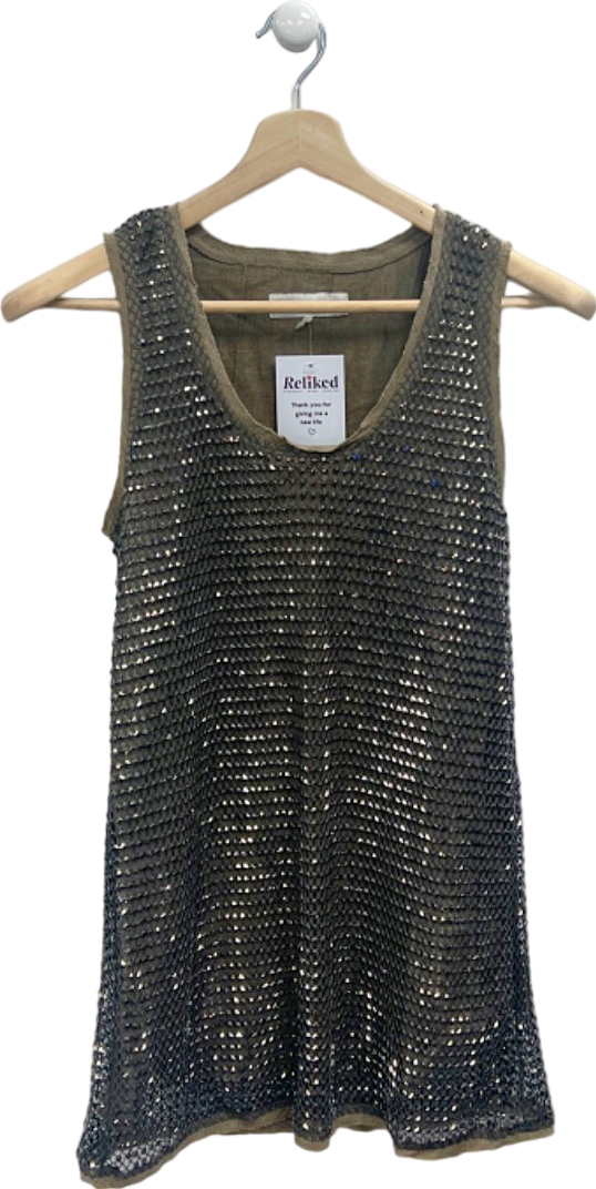 Zara Black Sleeveless Sequin Top EU XS