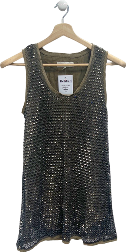 Zara Black Sleeveless Sequin Top EU XS