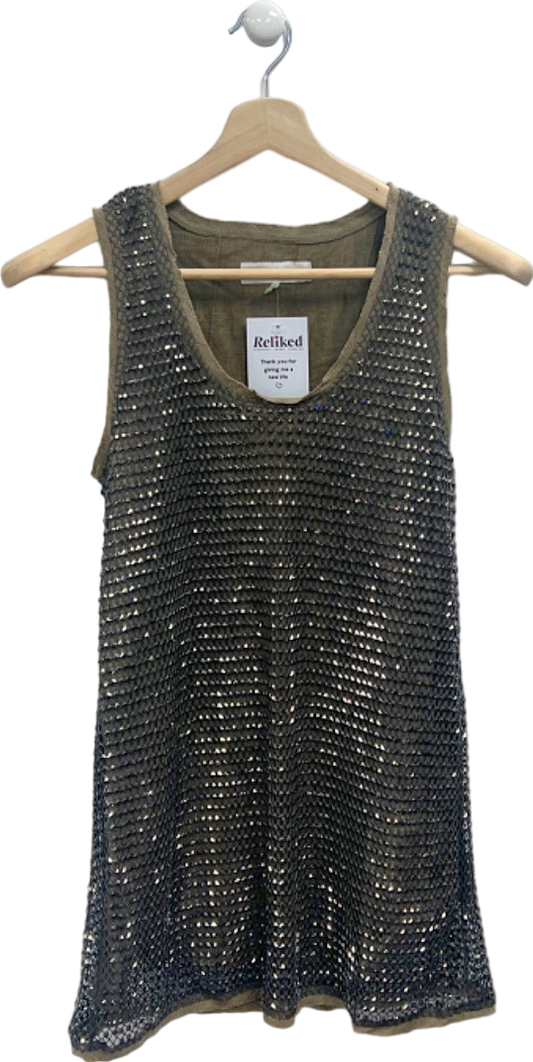 Zara Black Sleeveless Sequin Top EU XS