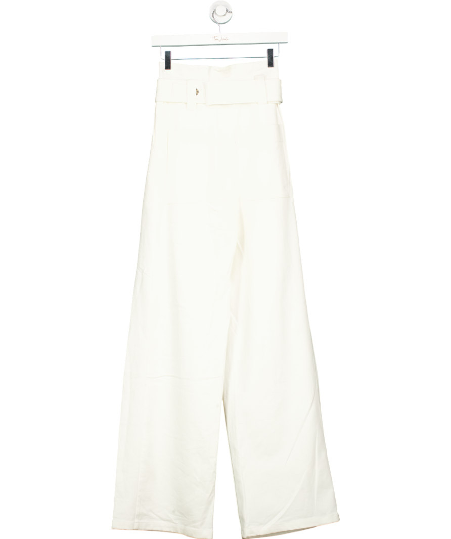 Alexis White Belted wide leg trousers UK 6
