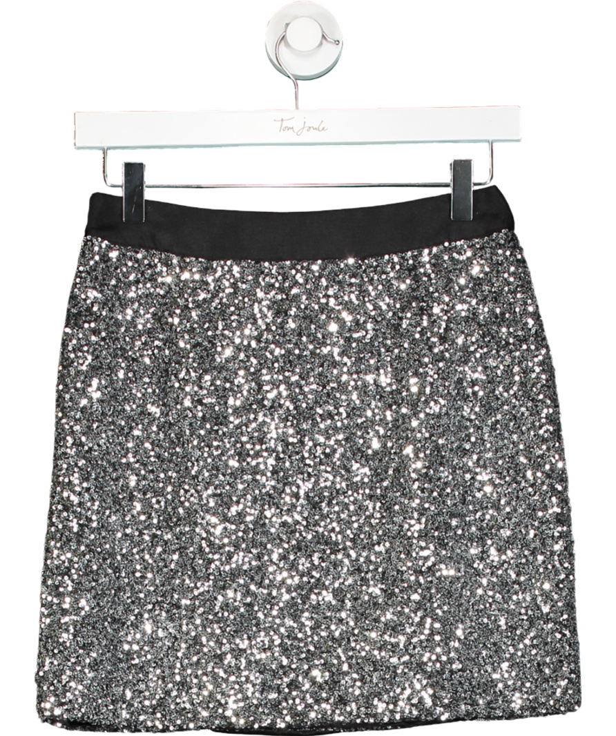 Karen Millen Metallic Sequin Tailored Wrap Over Mini Skirt UK 8