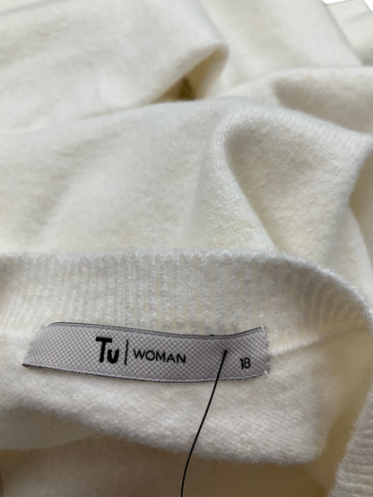 TU White Cream Crew Neck Cardigan UK 18