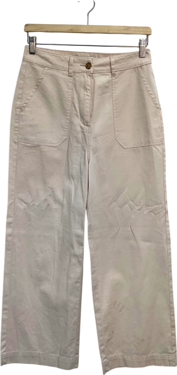 Warehouse Beige Wide Leg Trousers UK 8