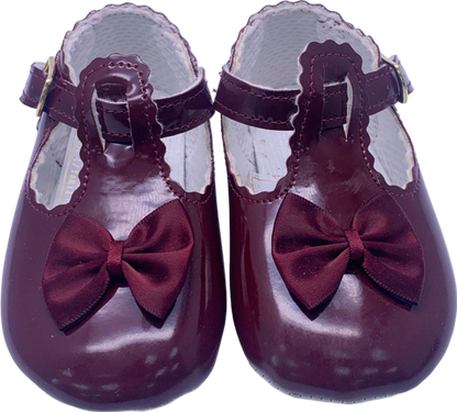 Baypods Burgundy Mary Jane Baby Shoes UK 3