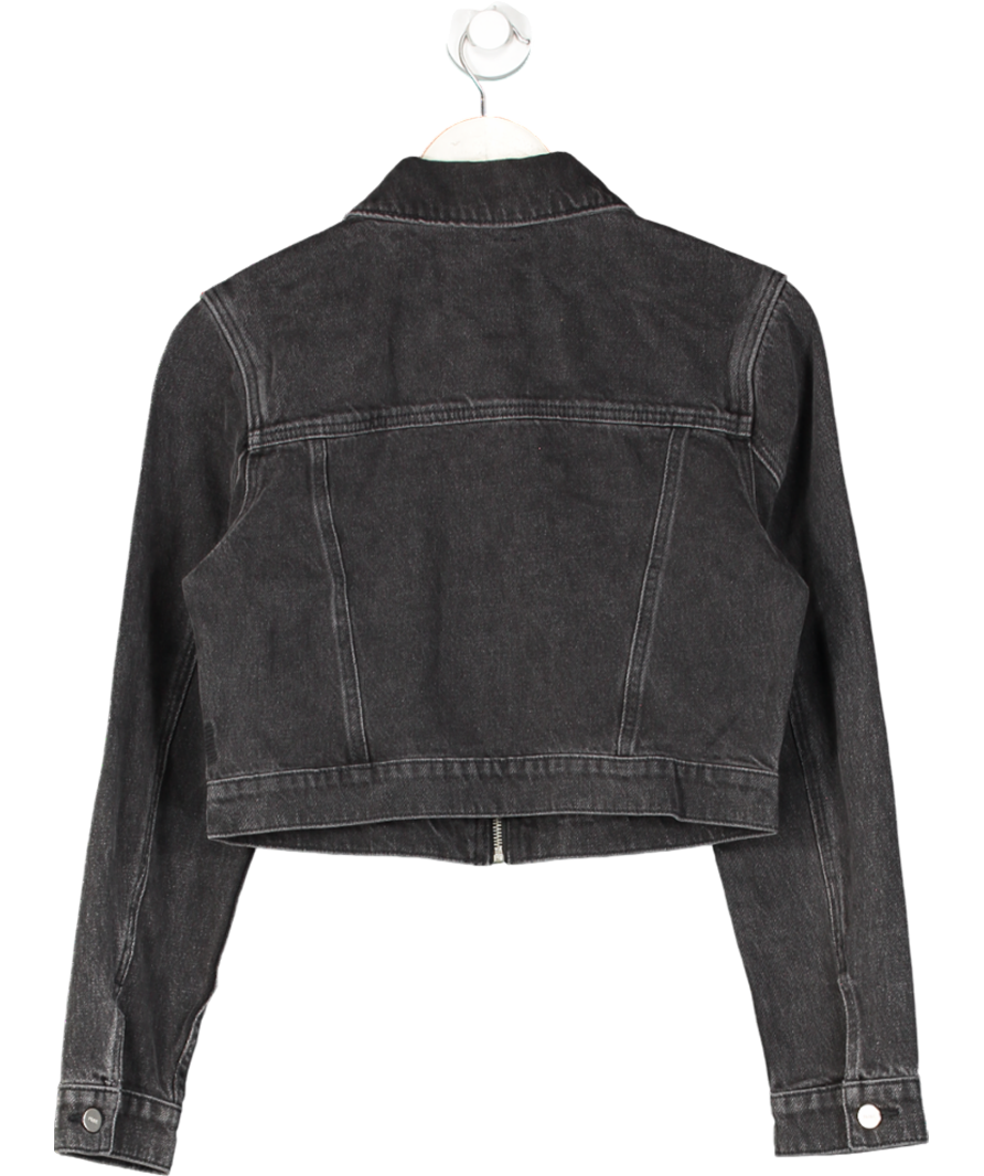 PAIGE Black Vivienne Cropped Denim Jacket UK XS