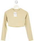 Adanola Beige Long Sleeve Gym Crop Top UK M