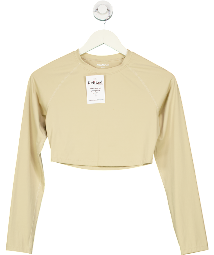 Adanola Beige Long Sleeve Gym Crop Top UK M