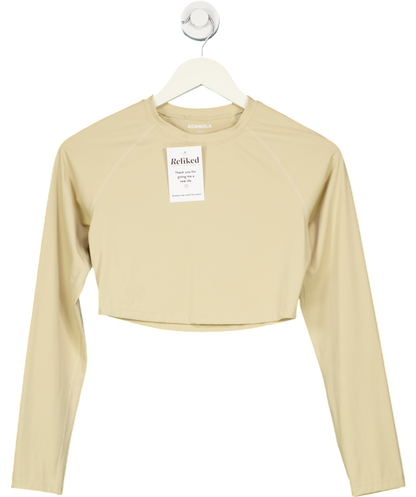 Adanola Beige Long Sleeve Gym Crop Top UK M