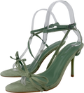 Glamorous Bow Heeled Sandals In Sage Green UK 4 EU 37 👠