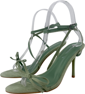 Glamorous Bow Heeled Sandals In Sage Green UK 4 EU 37