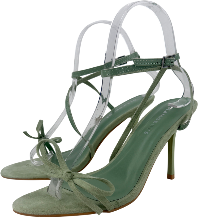 Glamorous Bow Heeled Sandals In Sage Green UK 4 EU 37 👠