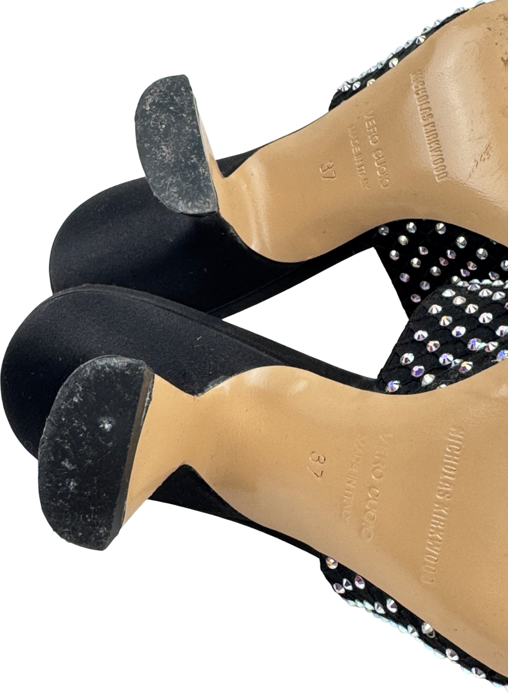 NICHOLAS KIRKWOOD Black Alba 90 Crystal-embellished Suede Mules UK 4 EU 37 👠