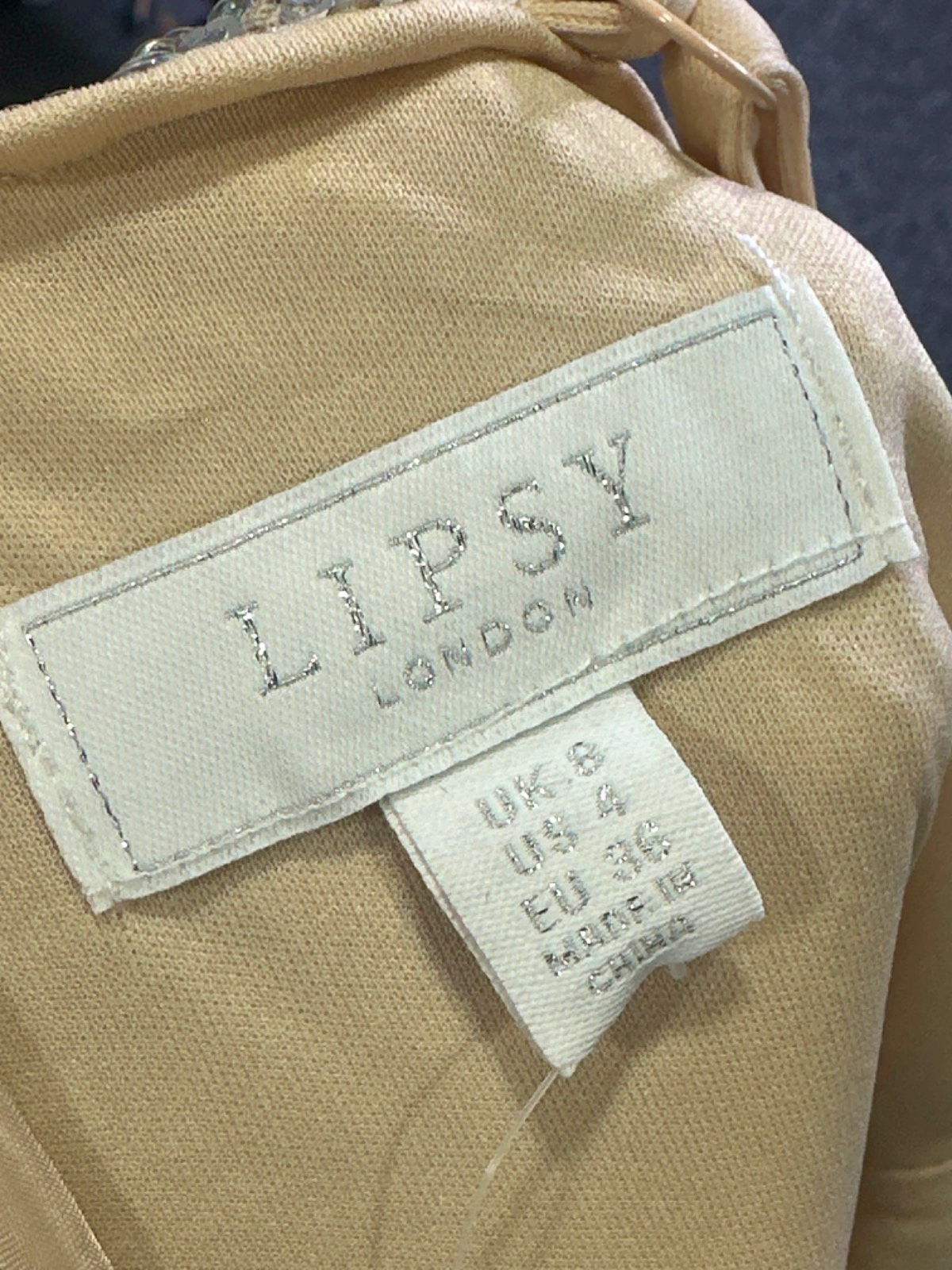 Lipsy Neutral Sequin Paige Dress UK 8