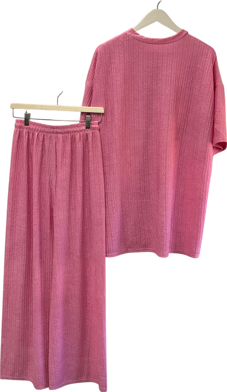 TU Pink Textured Oversized Top And Wide Leg Trousers Co-ord Set UK XL