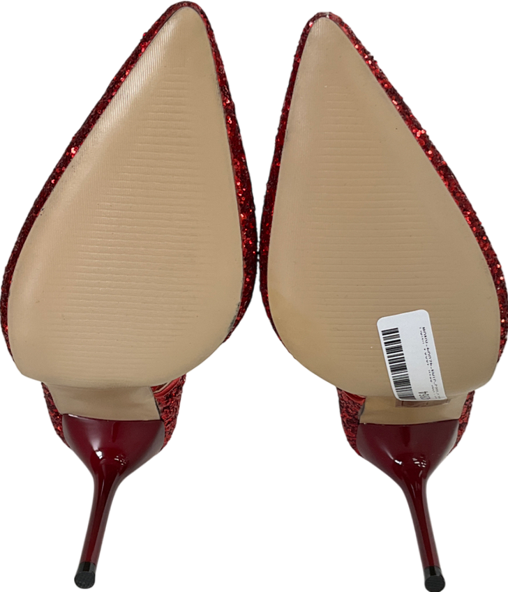Bigtree Red Magical Glittery Metal Embellised Heel Pumps Pointed Toe High Heels UK 3 EU 36 👠