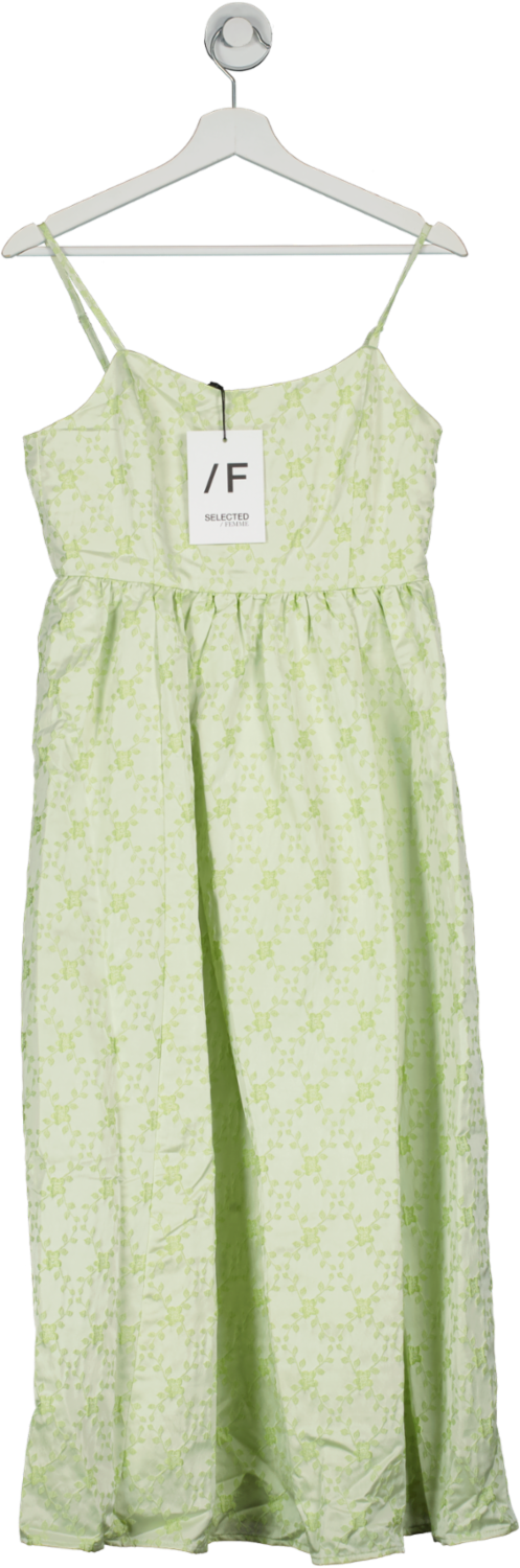 Selected Femme Green Brocade Midi Dress UK 8