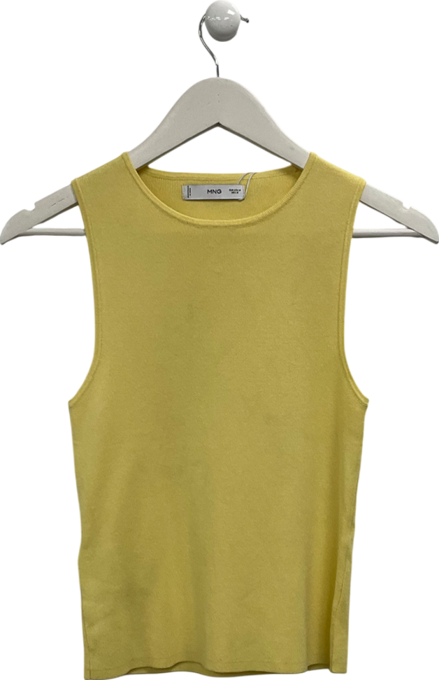 MANGO Yellow Knitted Tank Top UK M