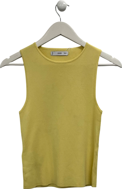 MANGO Yellow Knitted Tank Top UK M