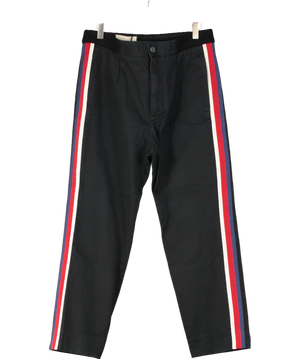 GUCCI Black 100% Cotton Side Tape Trousers UK 14