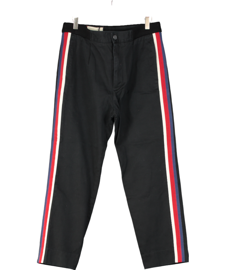 GUCCI Black 100% Cotton Side Tape Trousers UK 14