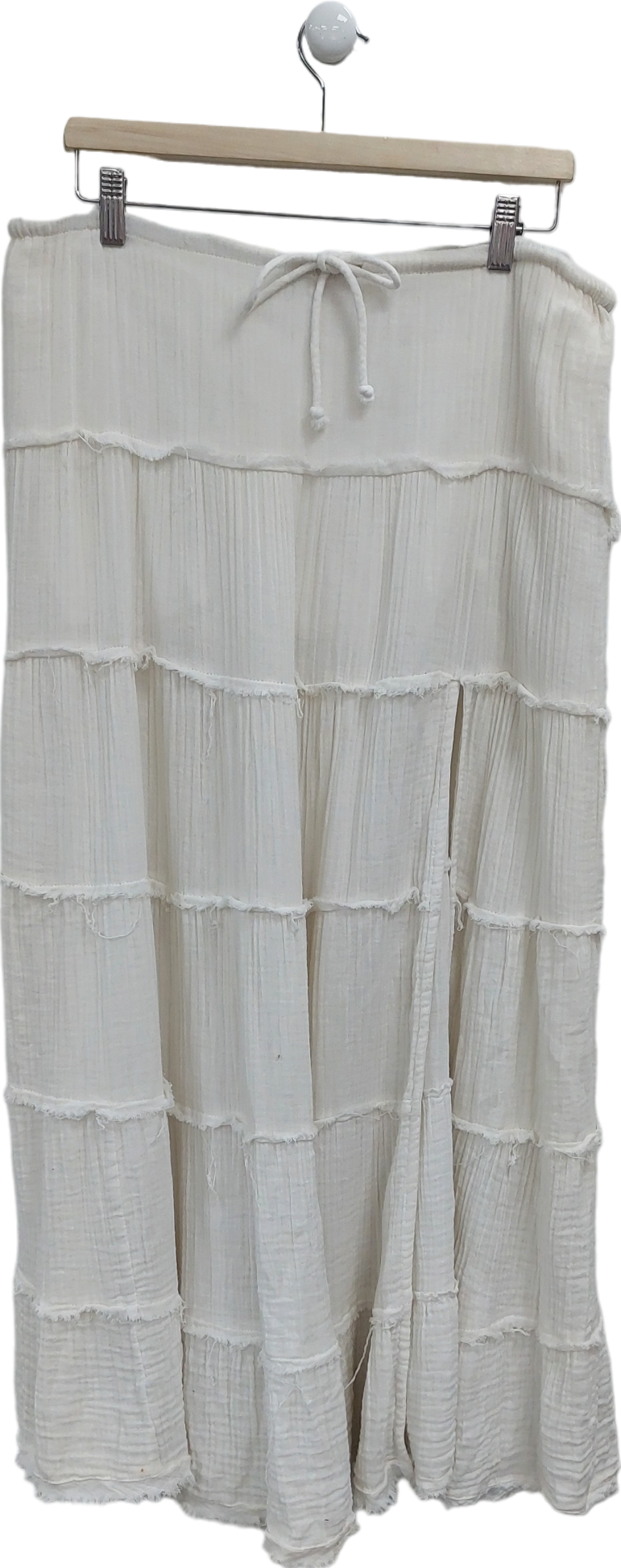 Urban Outfitters White Ruffle Maxi Skirt UK M