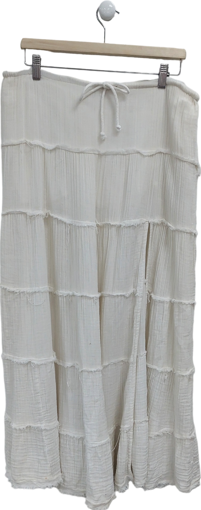 Urban Outfitters White Ruffle Maxi Skirt UK M